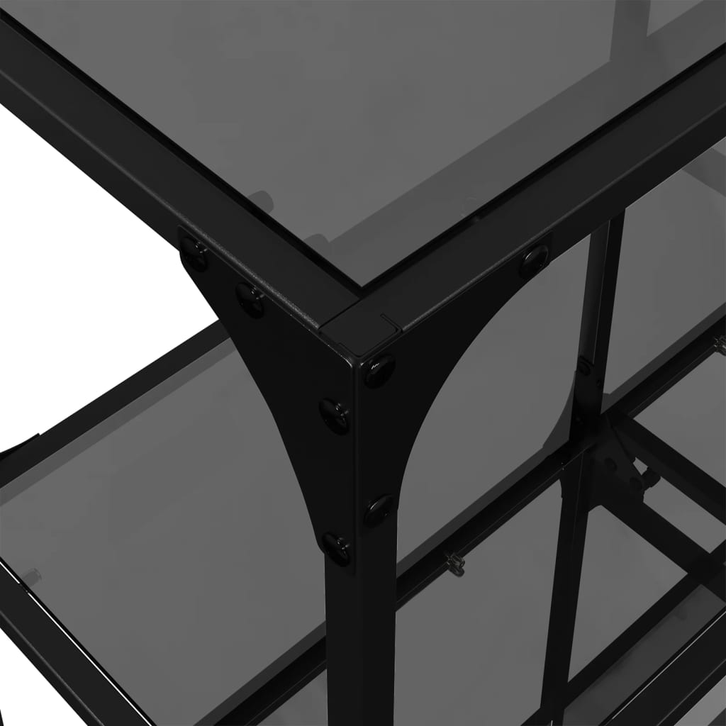 vidaXL Table console avec dessus en verre noir 98x30x81 cm acier