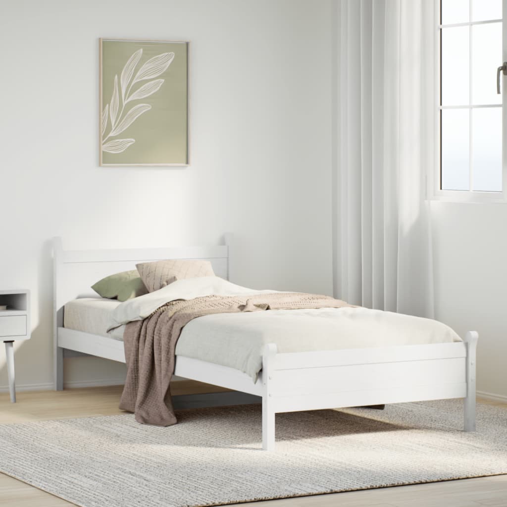 vidaXL Cadre de lit sans matelas blanc 90x200 cm bois de pin massif