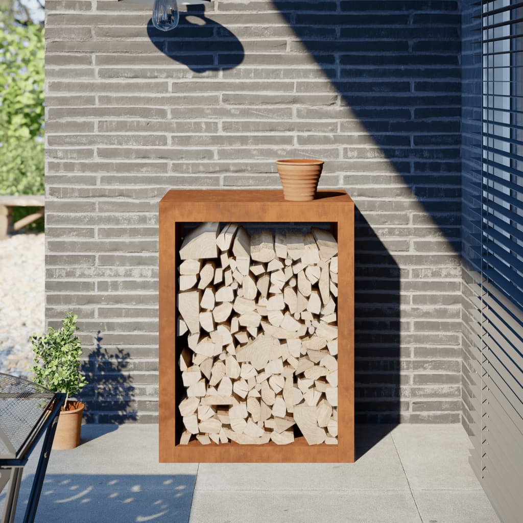 vidaXL Portant de bois de chauffage 60x40x80 cm acier corten