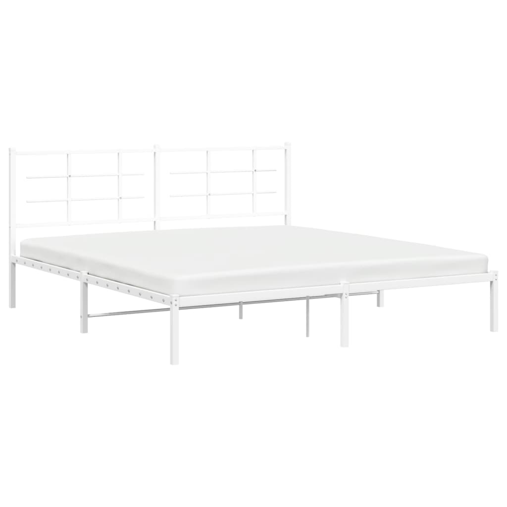 vidaXL Cadre de lit métal sans matelas et tête de lit blanc 180x200 cm