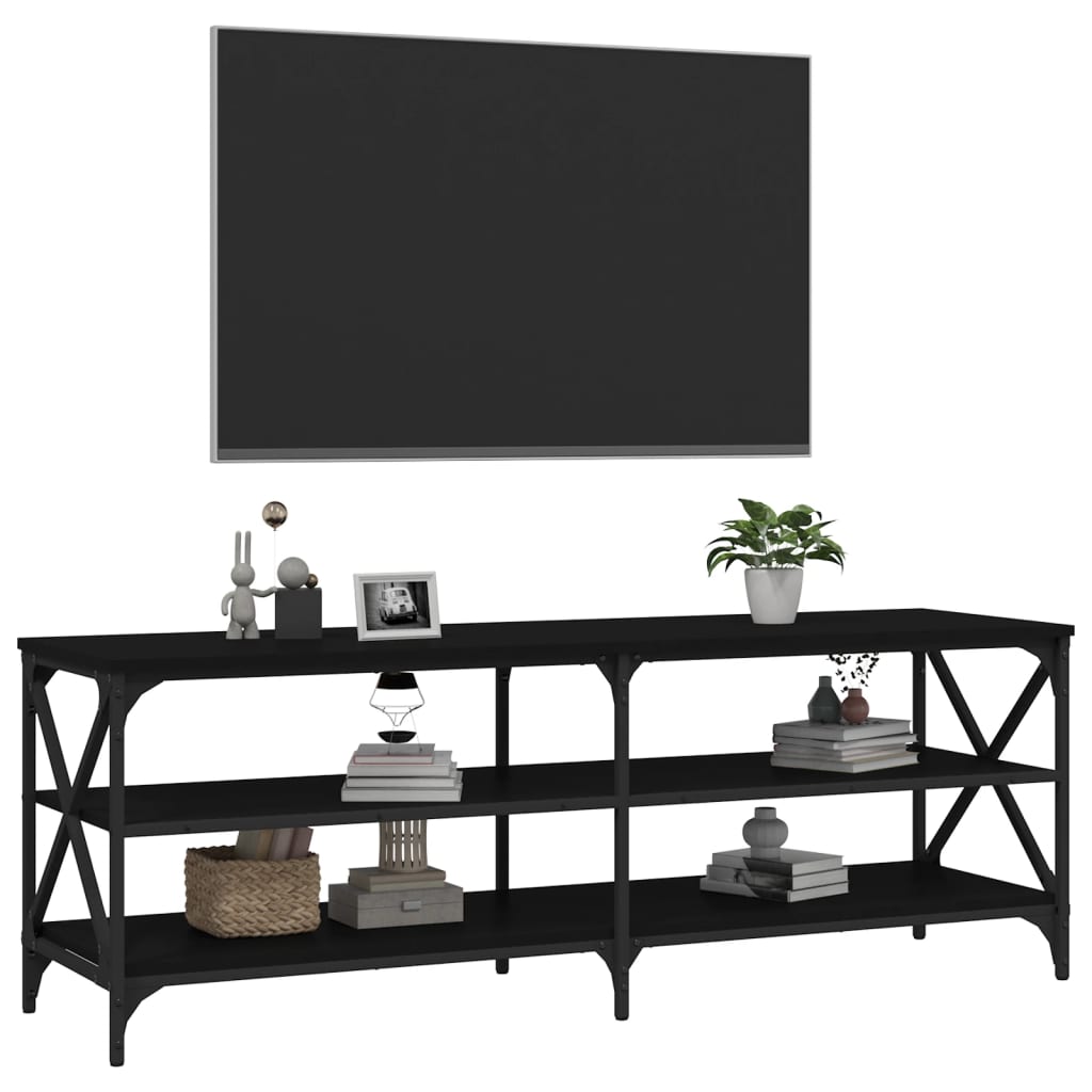 vidaXL Meuble TV noir 140x40x50 cm bois d'ingénierie