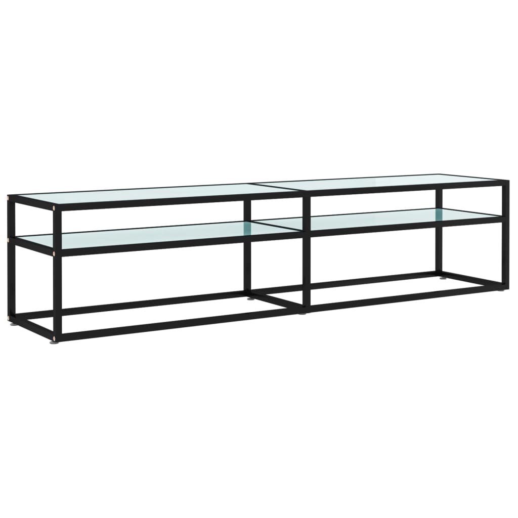 vidaXL Meuble TV Marbre blanc 180x40x40,5 cm Verre trempé