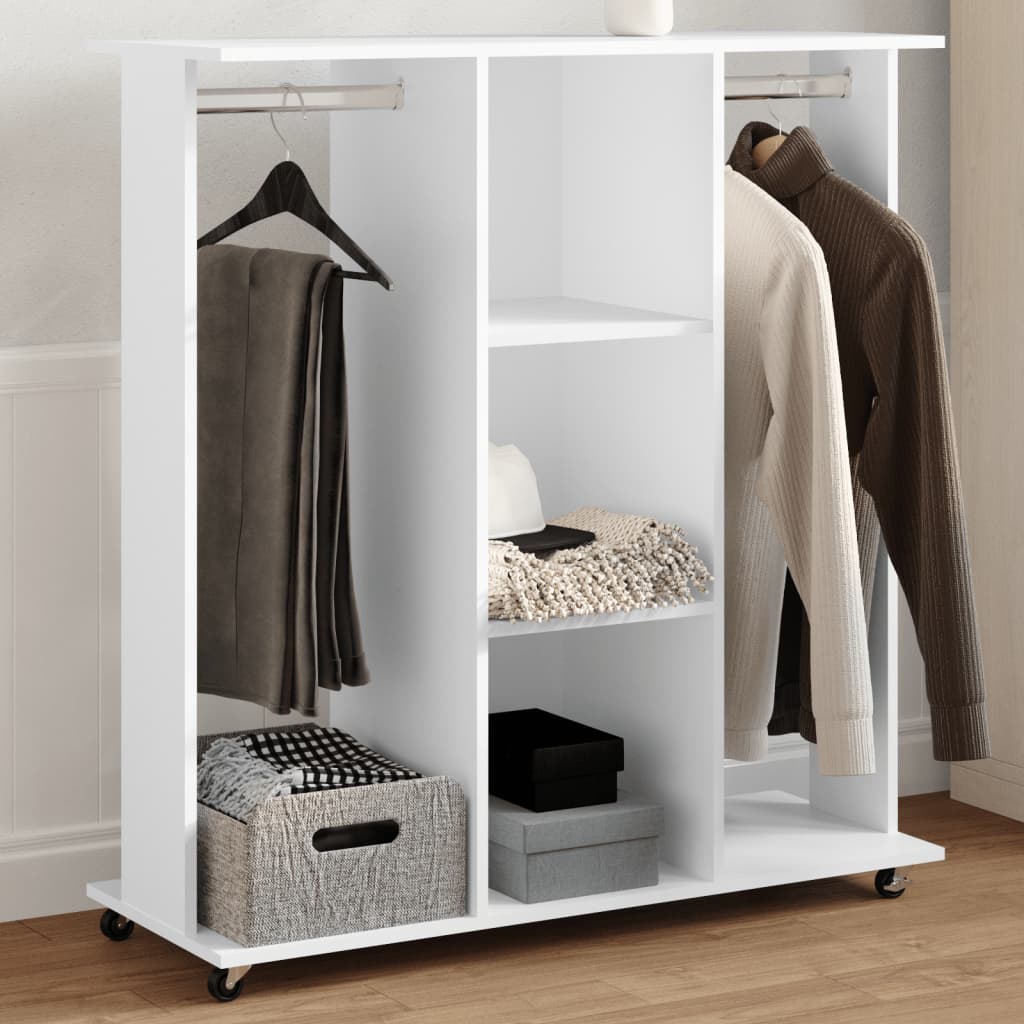 vidaXL Garde-robe avec roues blanc 102x38x110 cm bois d'ingénierie