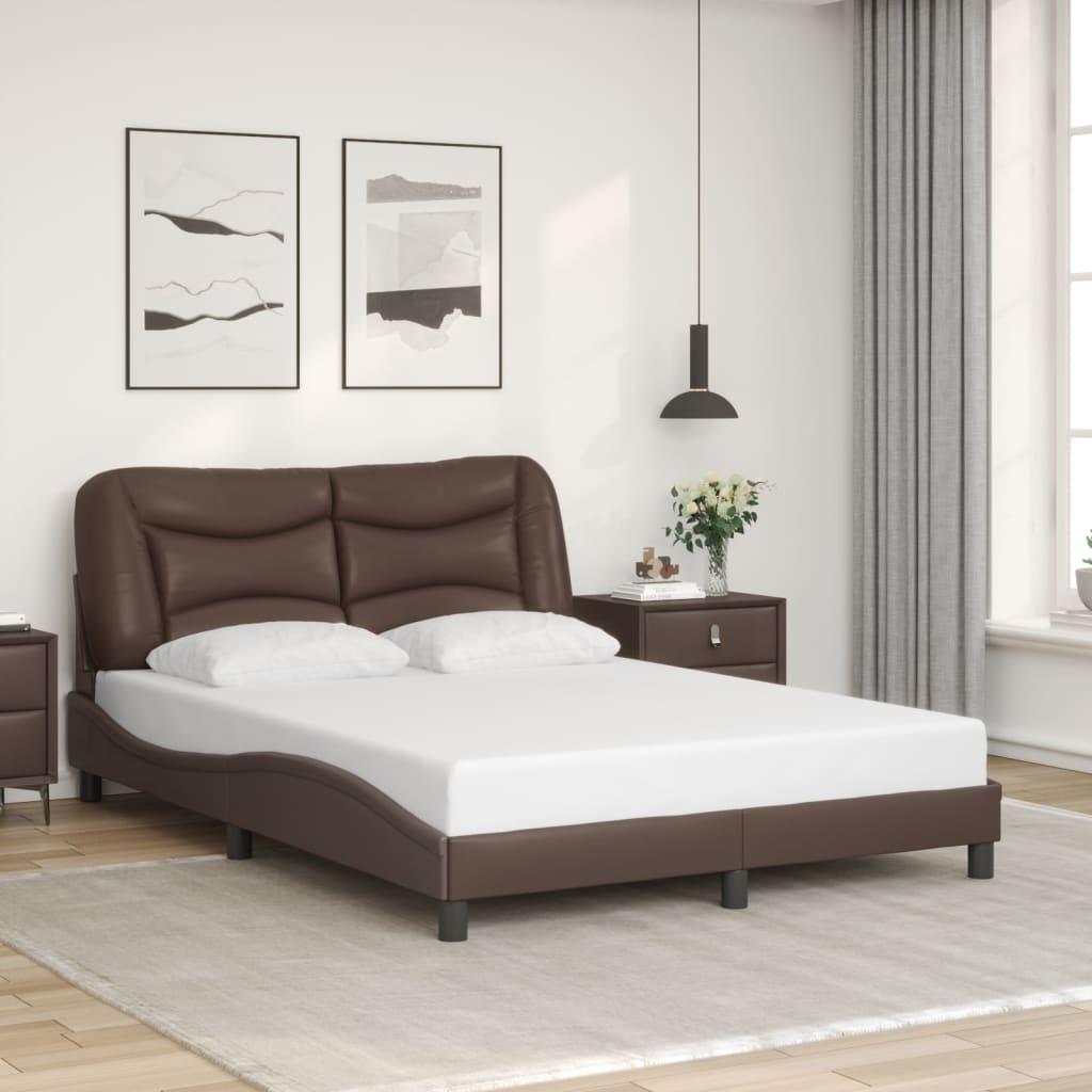 vidaXL Cadre de lit avec lumières LED marron 120x200 cm similicuir