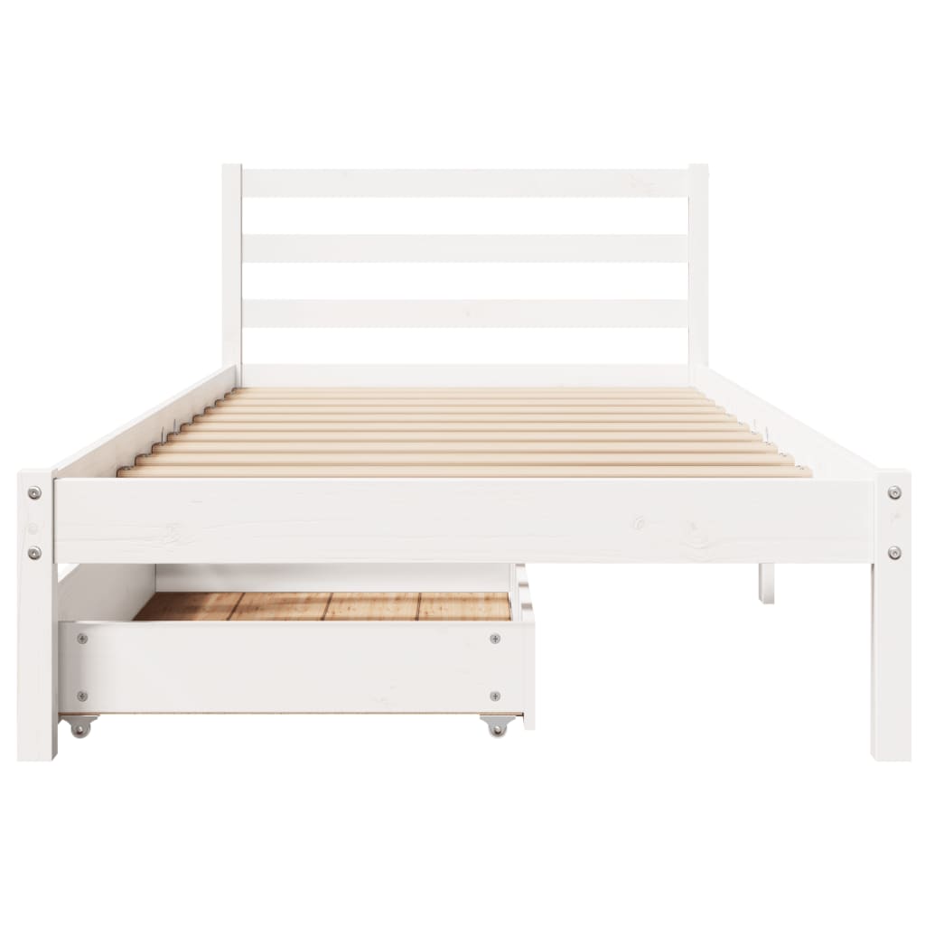 vidaXL Cadre de lit sans matelas blanc 75x190 cm bois de pin massif