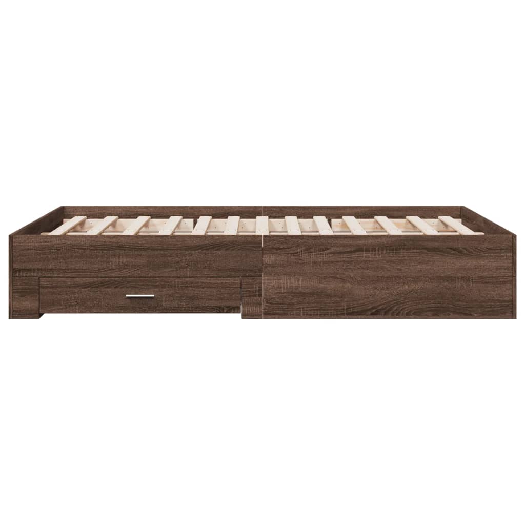 vidaXL Cadre de lit avec tiroirs sans matelas chêne marron 140x190 cm