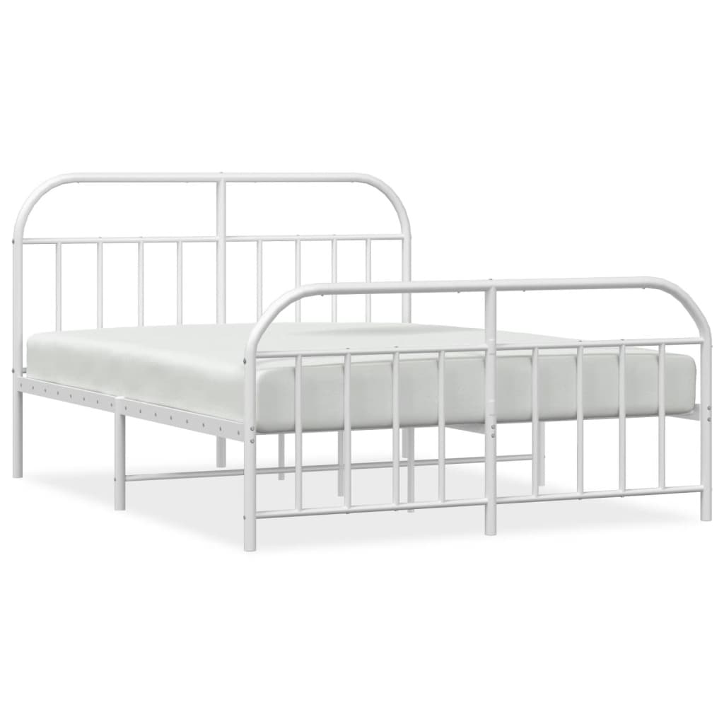 vidaXL Cadre de lit métal sans matelas et pied de lit blanc 140x190 cm