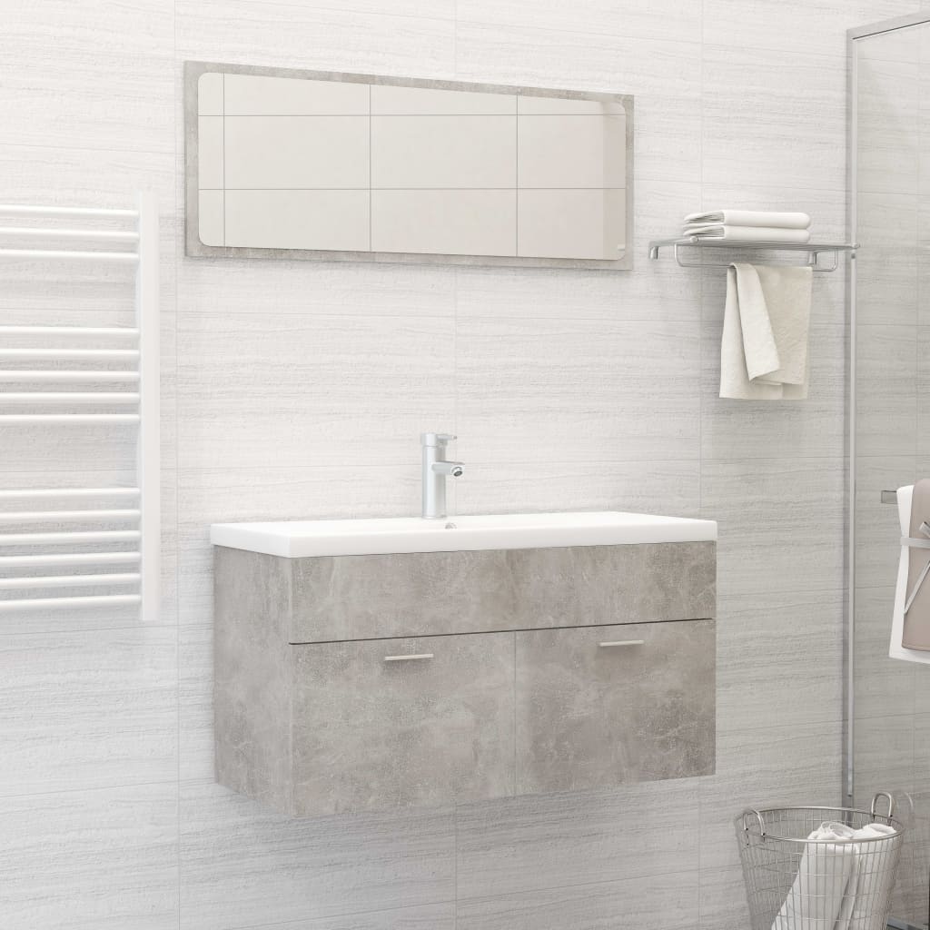 vidaXL Ensemble de meubles de salle de bain 2 pcs Gris béton Aggloméré