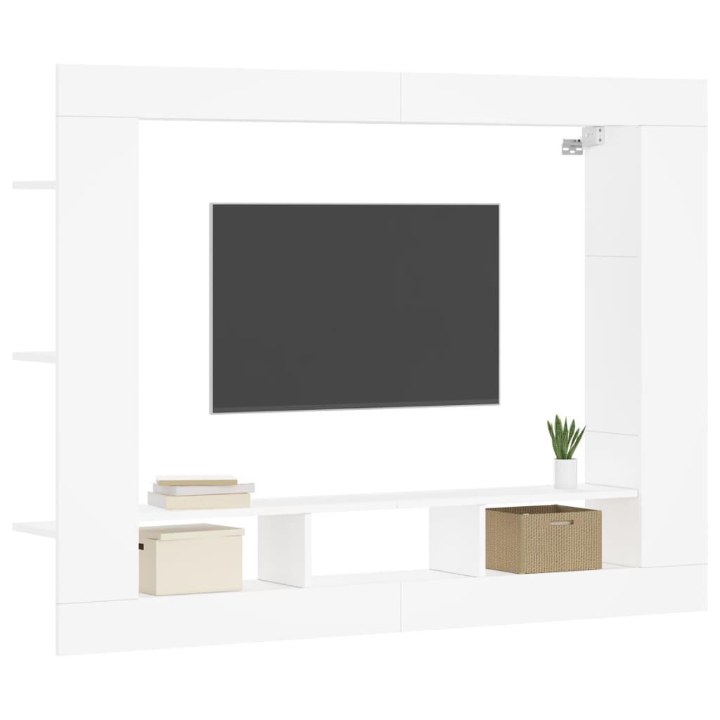 vidaXL Meuble TV blanc 152x22x113 cm bois d'ingénierie