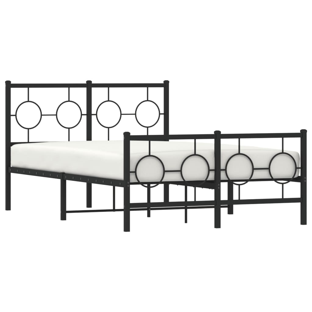 vidaXL Cadre de lit métal sans matelas avec pied de lit noir 120x190cm