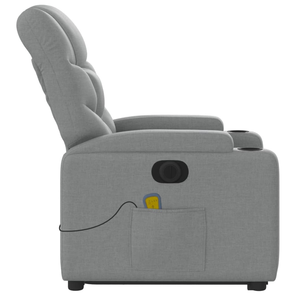 vidaXL Fauteuil inclinable de massage électrique Gris clair Tissu