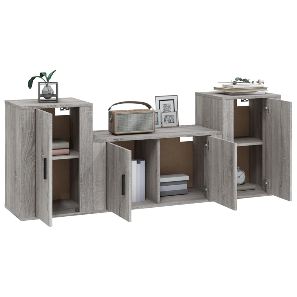 vidaXL Ensemble de meubles TV 3 pcs Sonoma gris Bois d'ingénierie