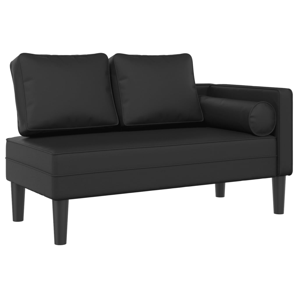 vidaXL Chaise longue avec coussins noir similicuir