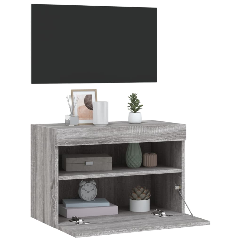 vidaXL Meuble TV mural avec lumières LED sonoma gris 60x30x40 cm