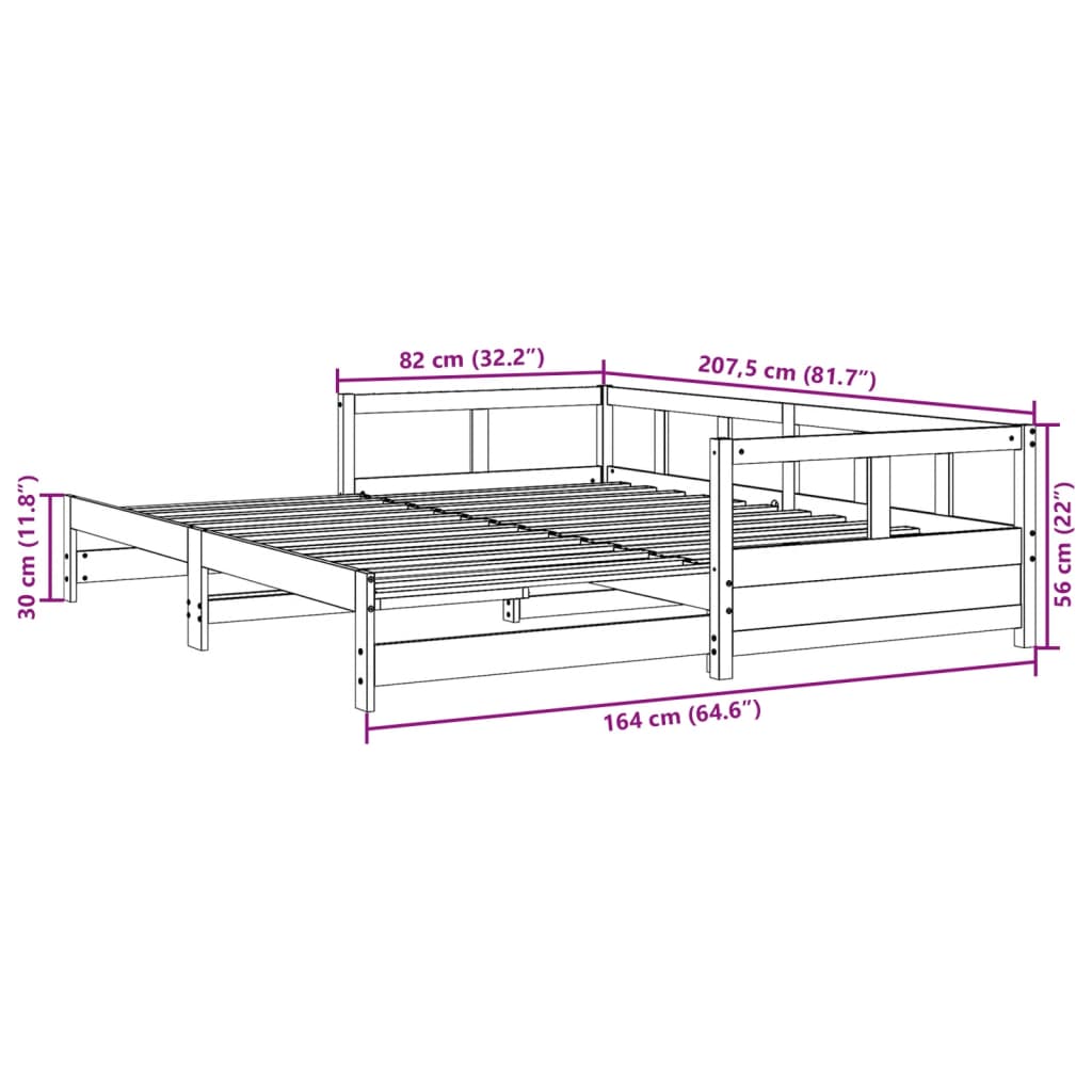 vidaXL Lit de jour sans matelas cire marron 80x200 cm bois pin massif