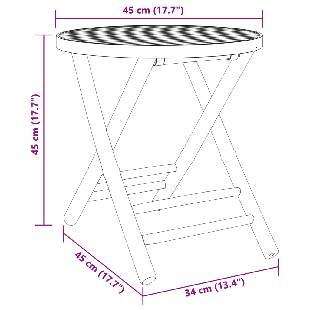 vidaXL Ensemble de bistro 3 pcs bambou