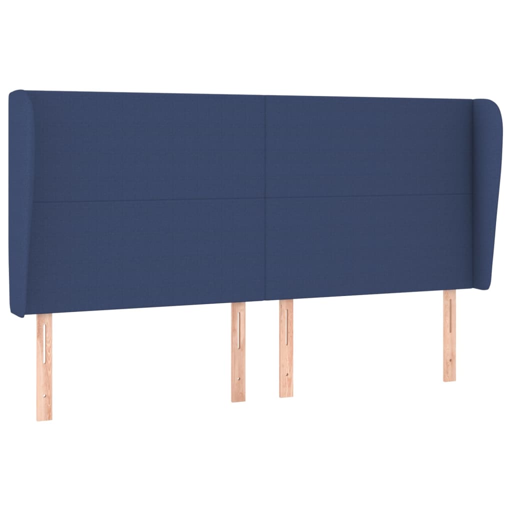 vidaXL Tête de lit avec oreilles Bleu 203x23x118/128 cm Tissu