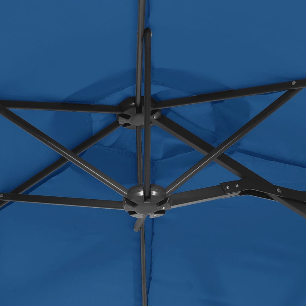 vidaXL Parasol de jardin à double tête avec LED bleu azuré 316x240 cm