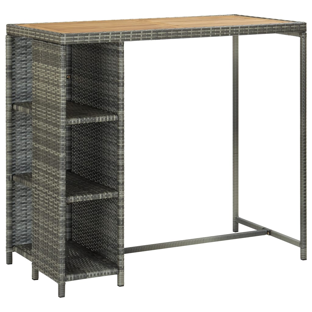 vidaXL Meuble de bar de jardin 5 pcs et coussins Résine tressée Gris