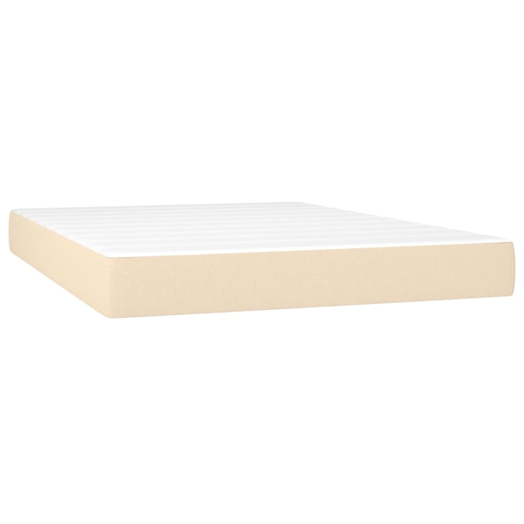 vidaXL Sommier à lattes de lit avec matelas Crème 140x200 cm Tissu