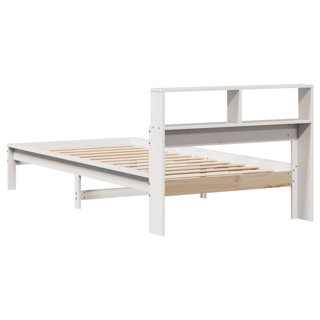 vidaXL Lit bibliothèque sans matelas blanc 75x190cm bois de pin massif