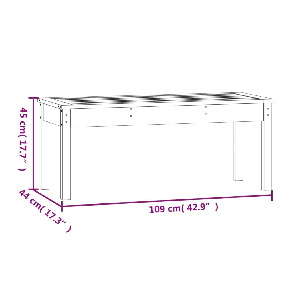 vidaXL Banc de jardin noir 109x44x45 cm bois massif de pin