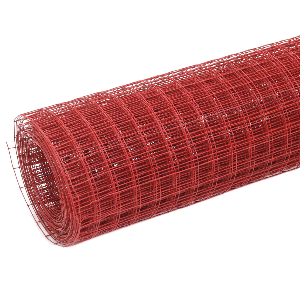 vidaXL Grillage Acier avec revêtement en PVC 25x0,5 m Rouge