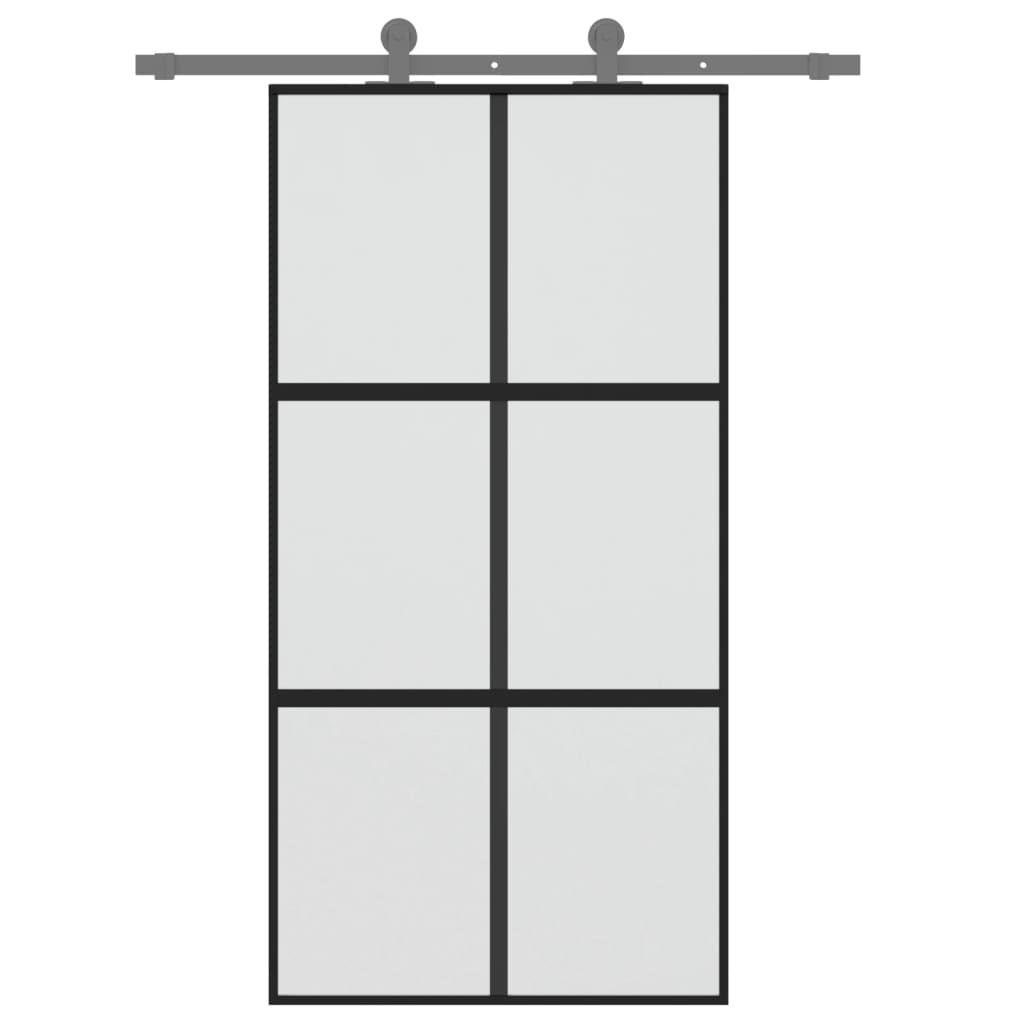 vidaXL Porte coulissante noir 102,5x205 cm verre trempé aluminium