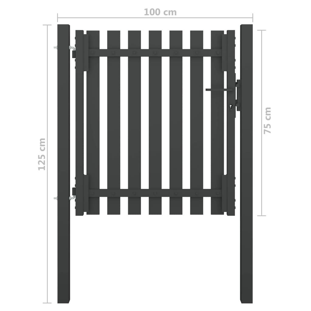 vidaXL Portail de clôture de jardin Acier 1x1,25 m Anthracite