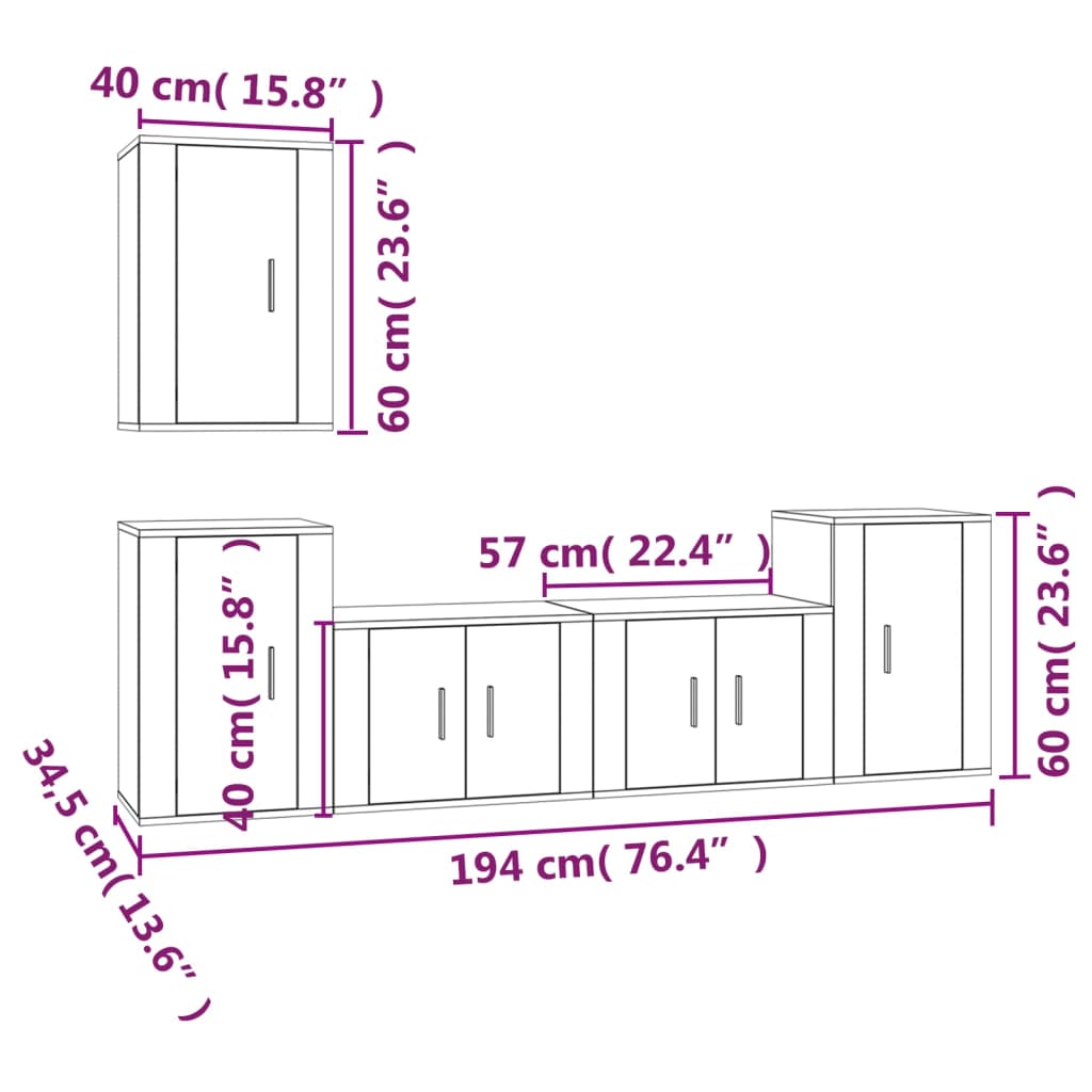 vidaXL Ensemble de meubles TV 5 pcs Blanc Bois d'ingénierie