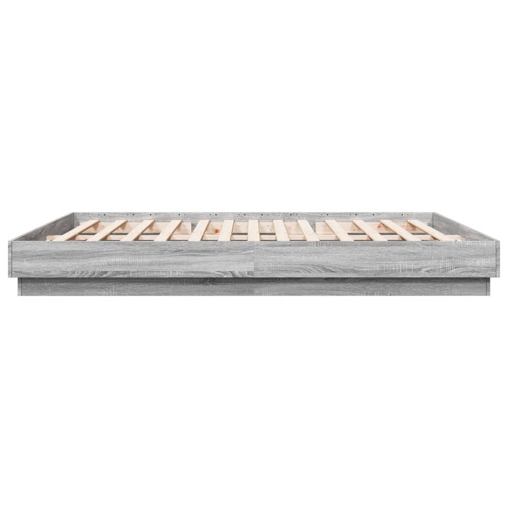 vidaXL Cadre de lit avec LED sans matelas sonoma gris 200x200 cm