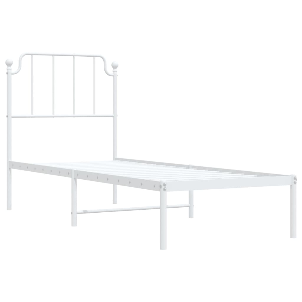 vidaXL Cadre de lit métal sans matelas avec tête de lit blanc 75x190cm