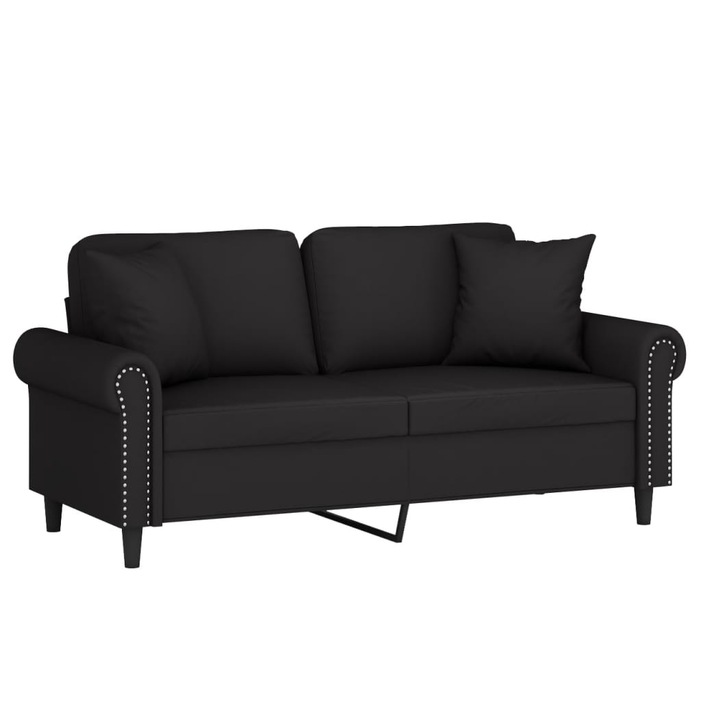 vidaXL Canapé 2 places avec oreillers décoratifs noir 140 cm velours