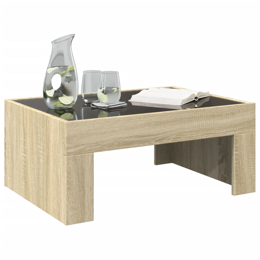 vidaXL Table basse avec LED infini chêne sonoma 70x50x30 cm