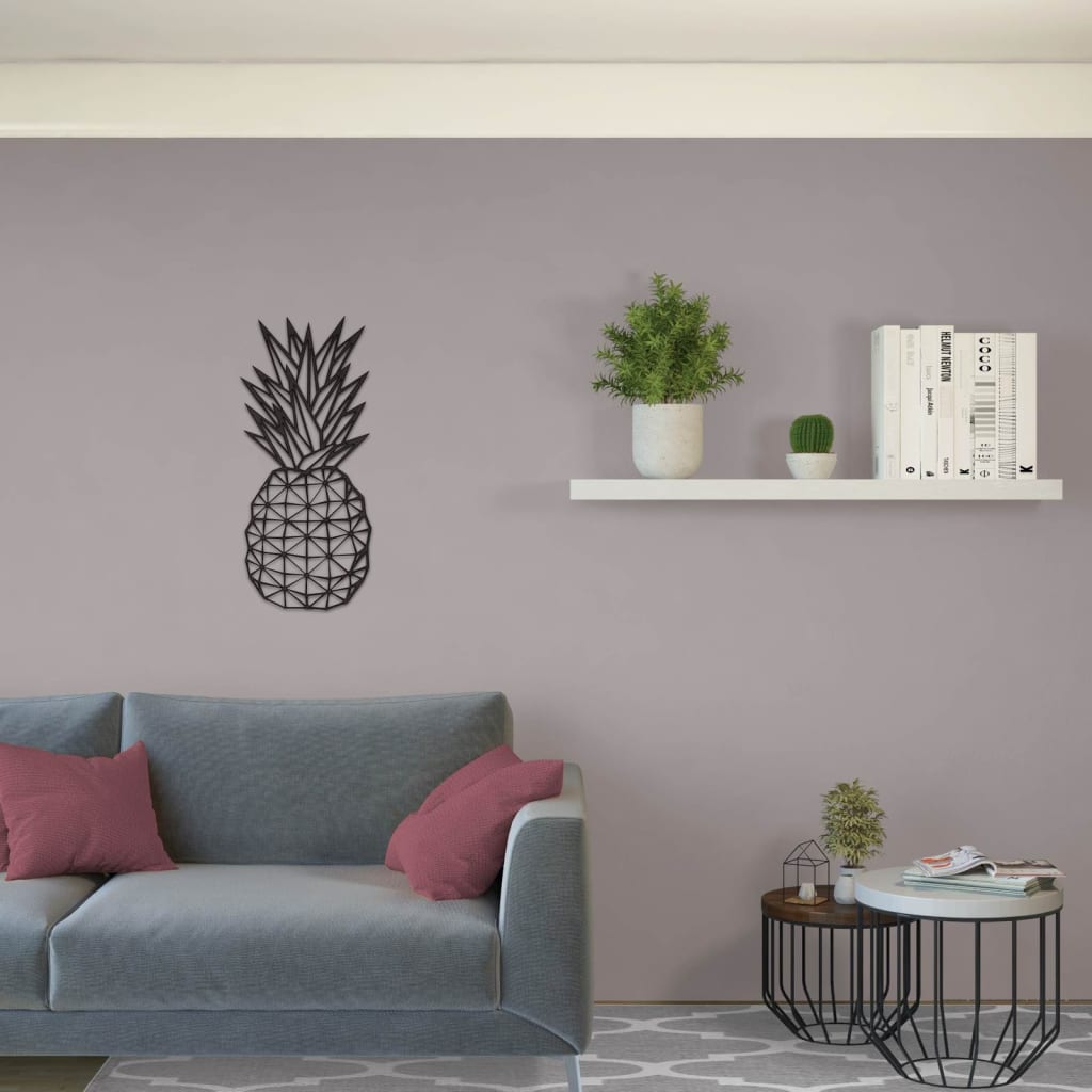 Homemania Décoration murale Ananas 22x55 cm Acier Noir