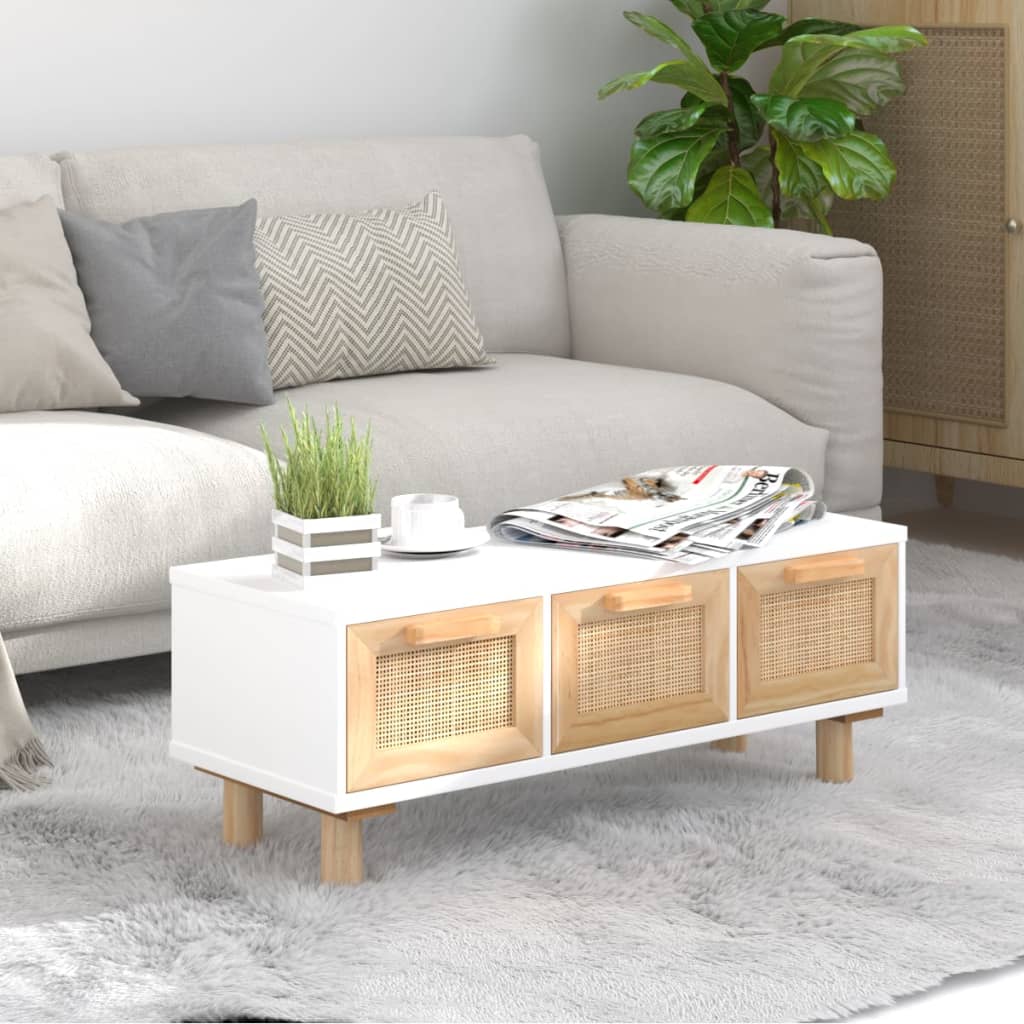 vidaXL Table basse Blanc 80x40x30 cm Bois d'ingénierie et pin massif