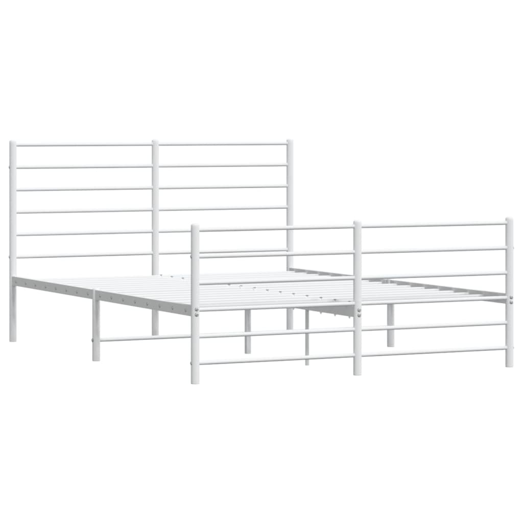 vidaXL Cadre de lit métal sans matelas et pied de lit blanc 135x190 cm