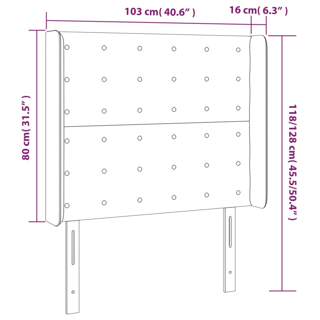 vidaXL Tête de lit à LED Marron foncé 103x16x118/128 cm Tissu