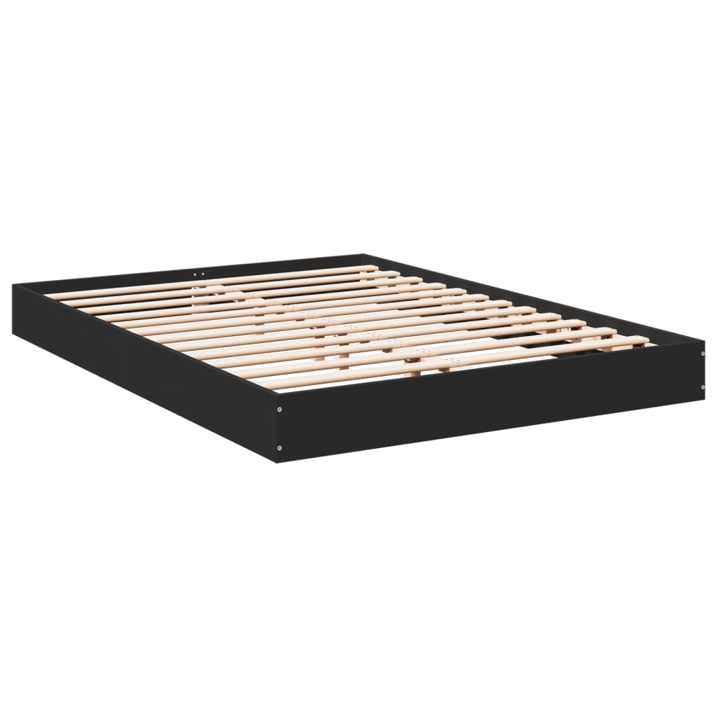 vidaXL Cadre de lit sans matelas noir 135x190 cm bois d'ingénierie