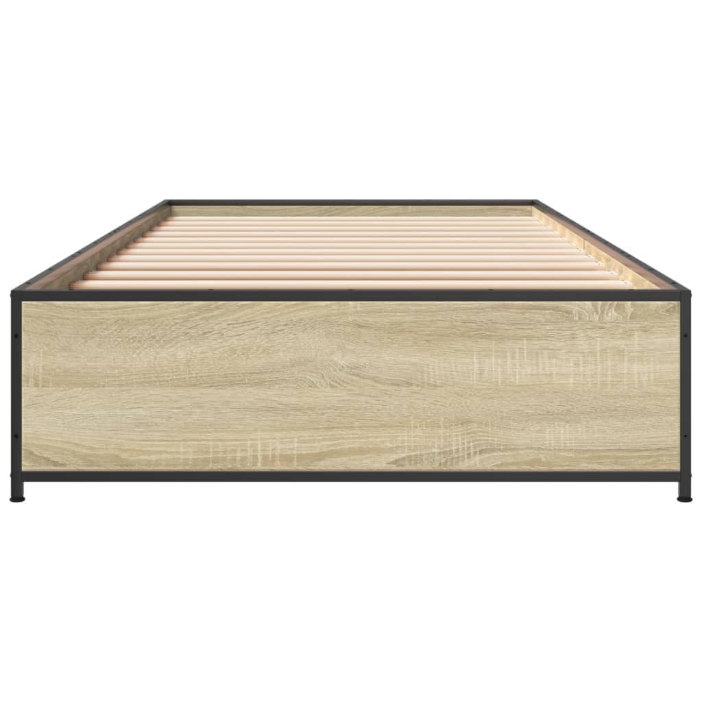 vidaXL Cadre de lit chêne sonoma 75x190 cm bois d'ingénierie et métal