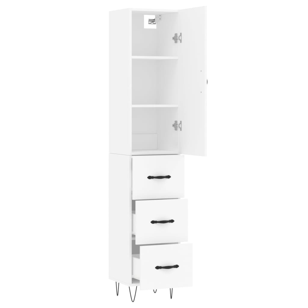 vidaXL Buffet haut Blanc 34,5x34x180 cm Bois d'ingénierie