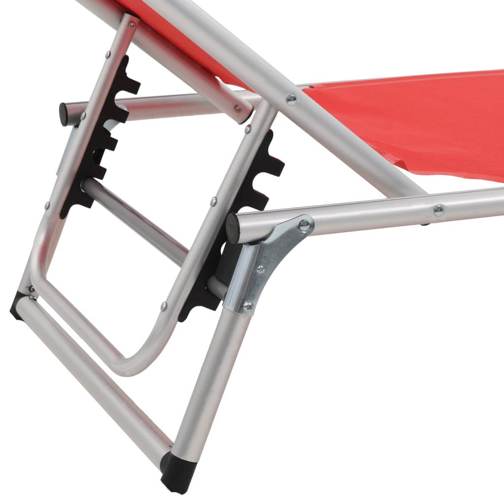 vidaXL Chaises longues pliables et toit 2pcs Aluminium textilène Rouge