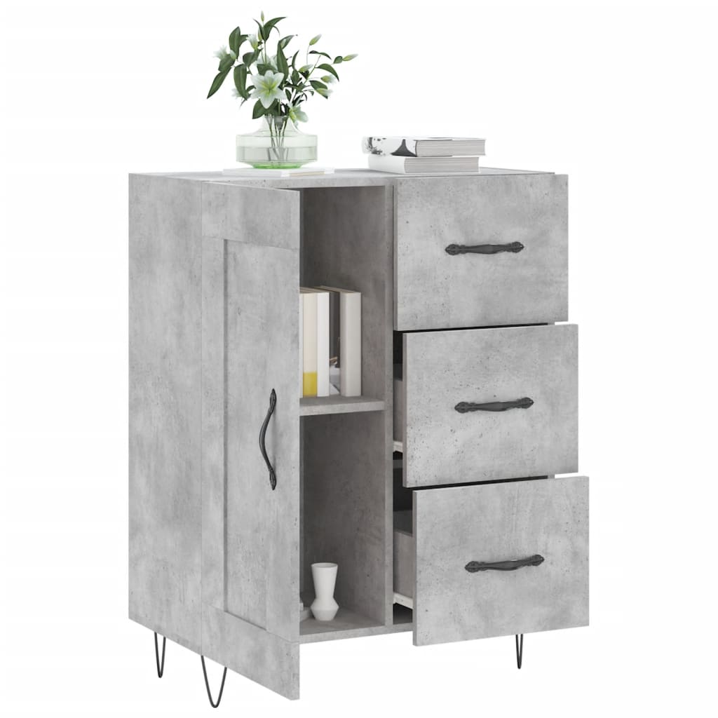 vidaXL Buffet gris béton 69,5x34x90 cm bois d'ingénierie