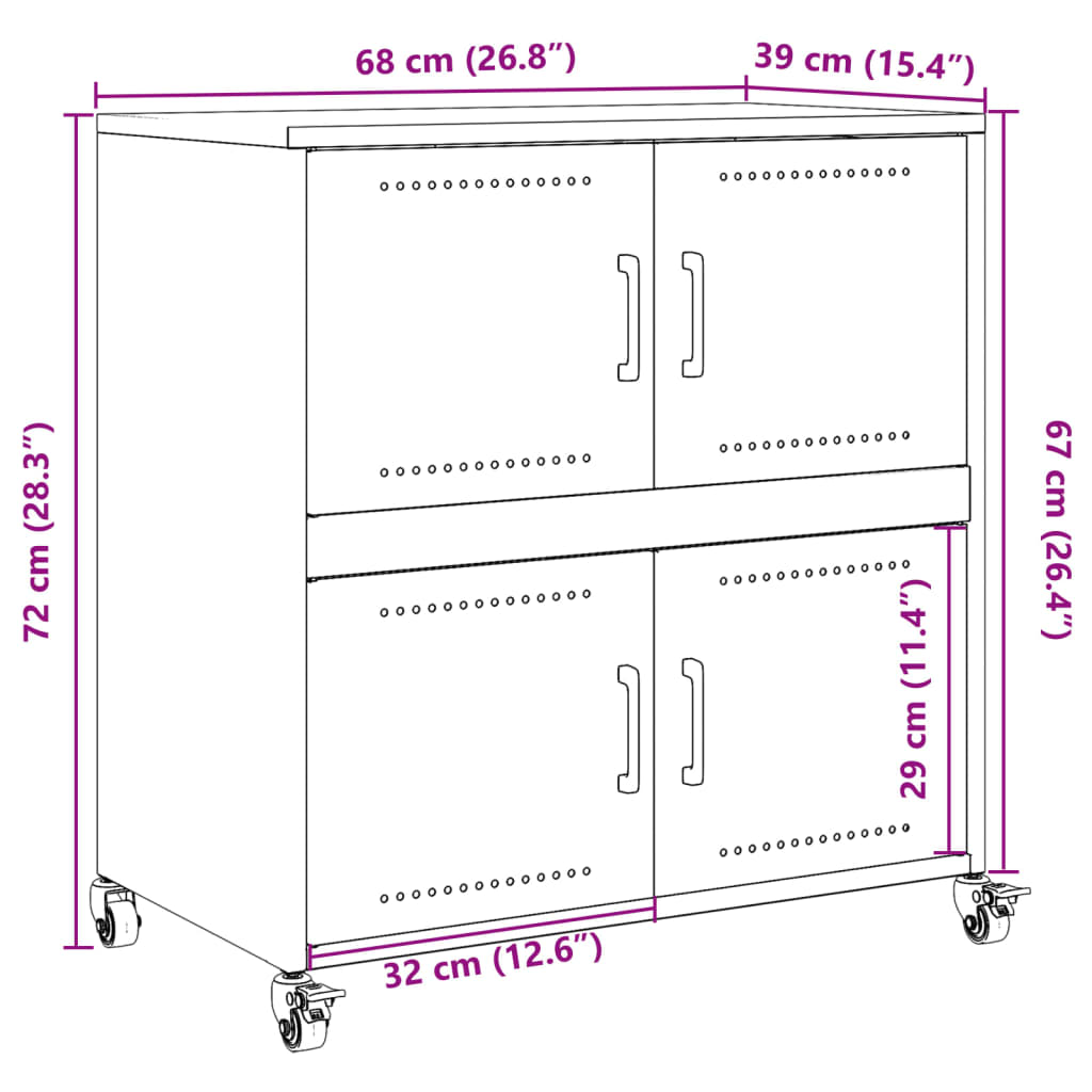 vidaXL Buffet noir 68x39x72 cm acier