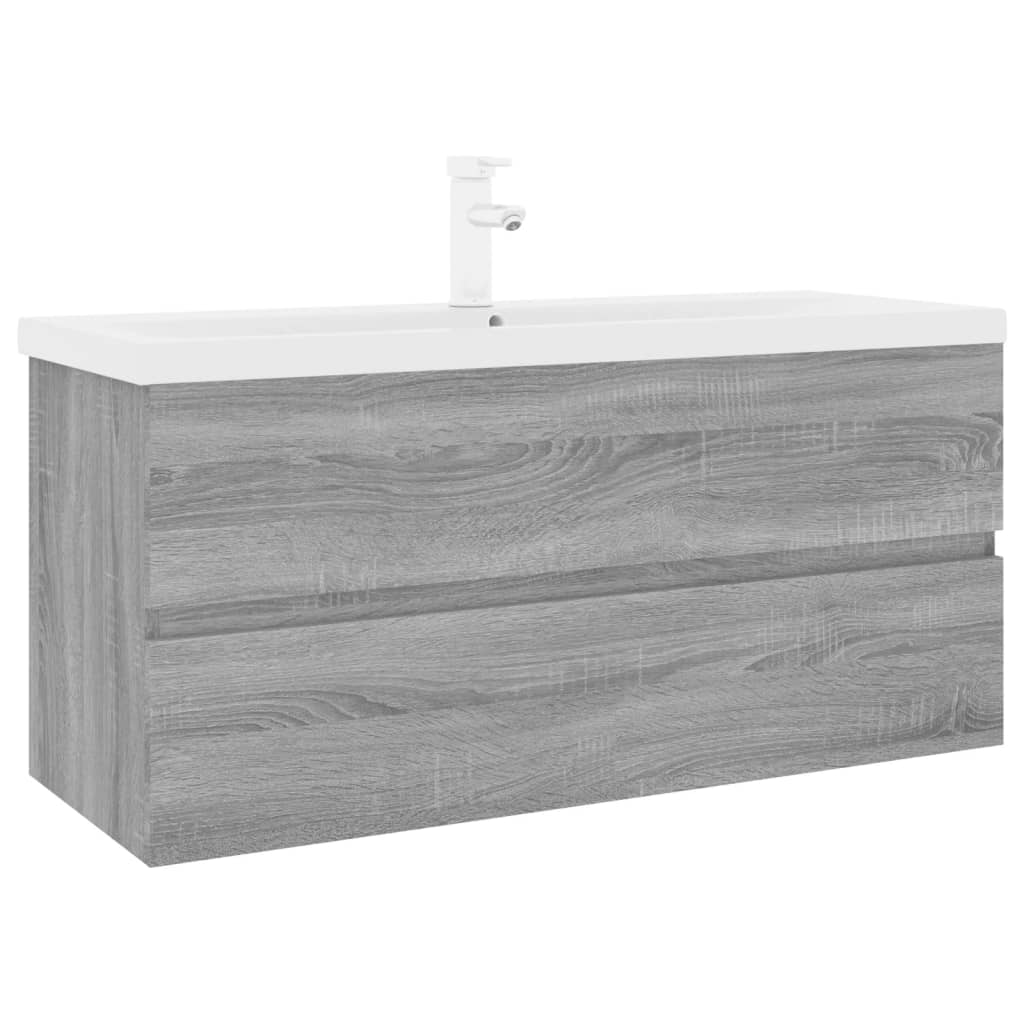 vidaXL Meuble lavabo avec bassin intégré Sonoma gris Bois d'ingénierie