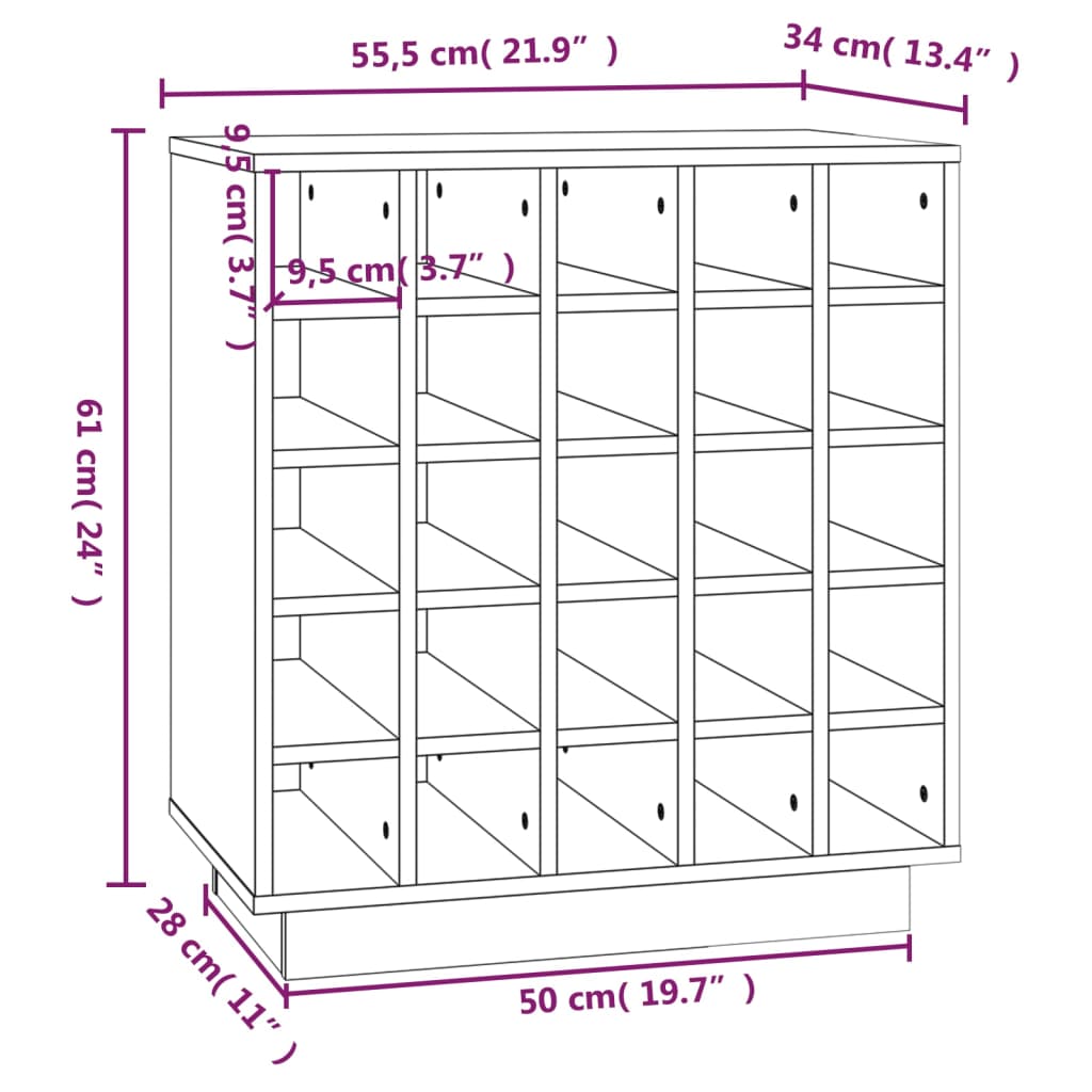 vidaXL Armoire à vin 55,5x34x61 cm Bois de pin massif