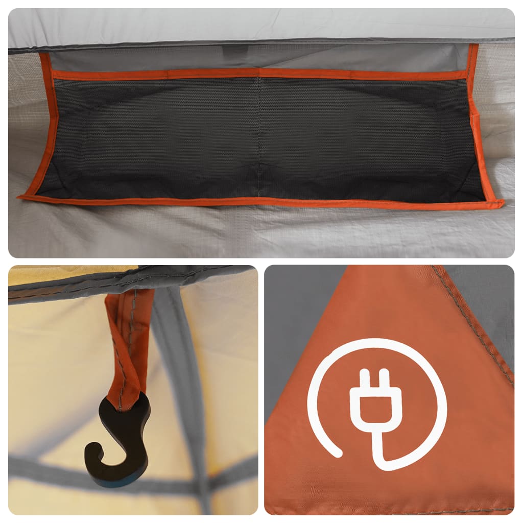 vidaXL Tente de camping de cabine 4 personnes gris orange imperméable