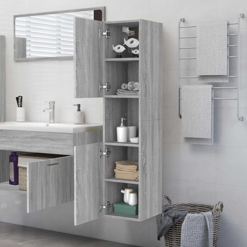 vidaXL Armoire de bain Sonoma gris 30x30x130 cm Bois d'ingénierie