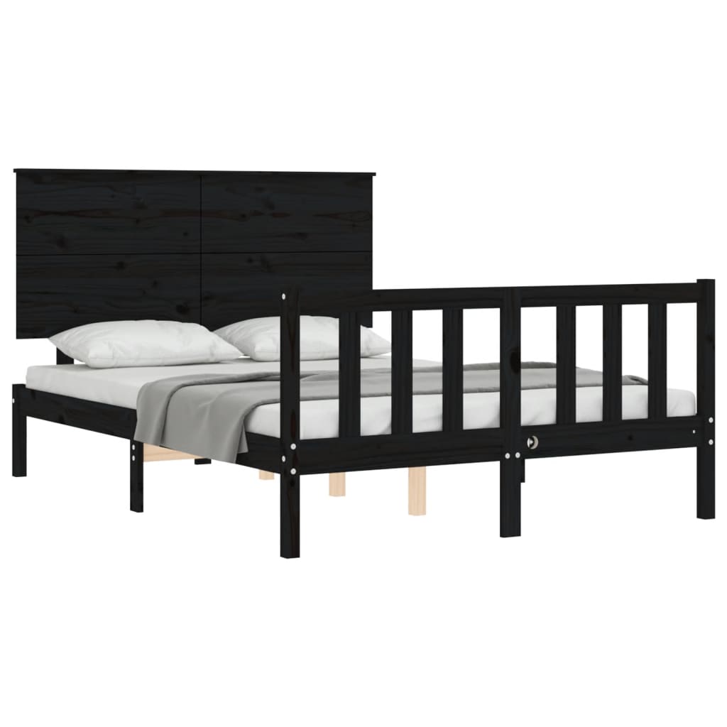 vidaXL Cadre de lit sans matelas noir 120x200 cm bois de pin massif