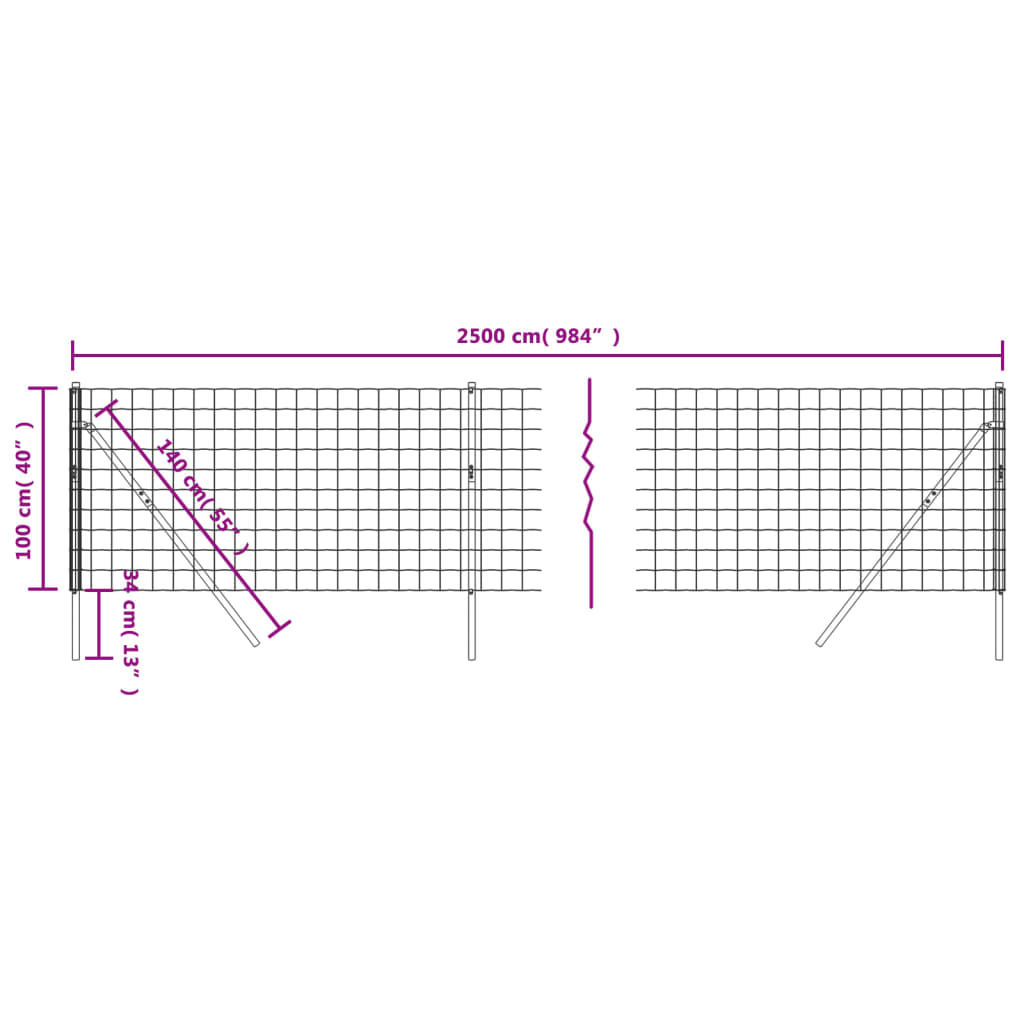 vidaXL Clôture en treillis métallique anthracite 1x25m acier galvanisé